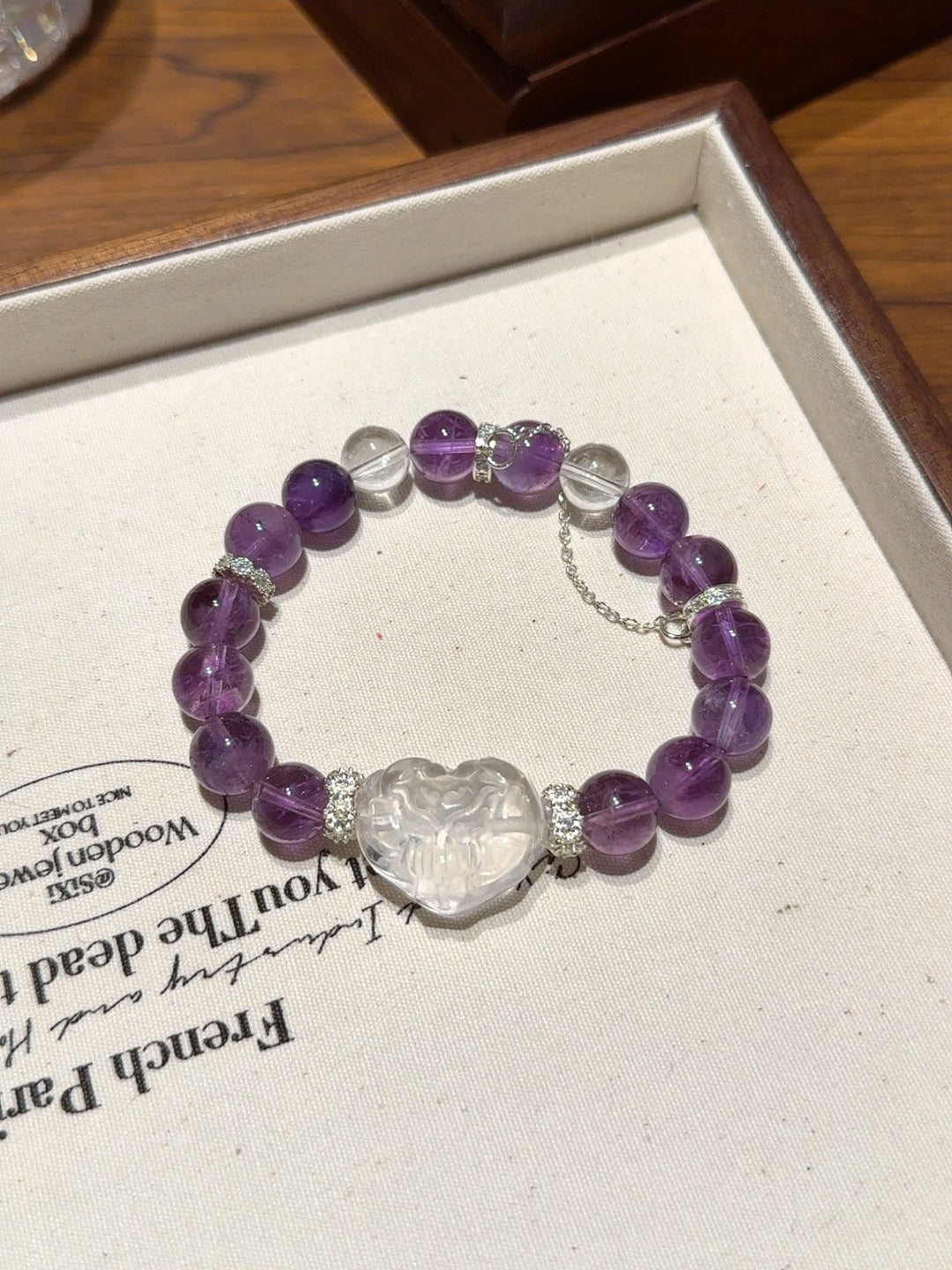 Amethyst & Clear Quartz Fox Bracelet