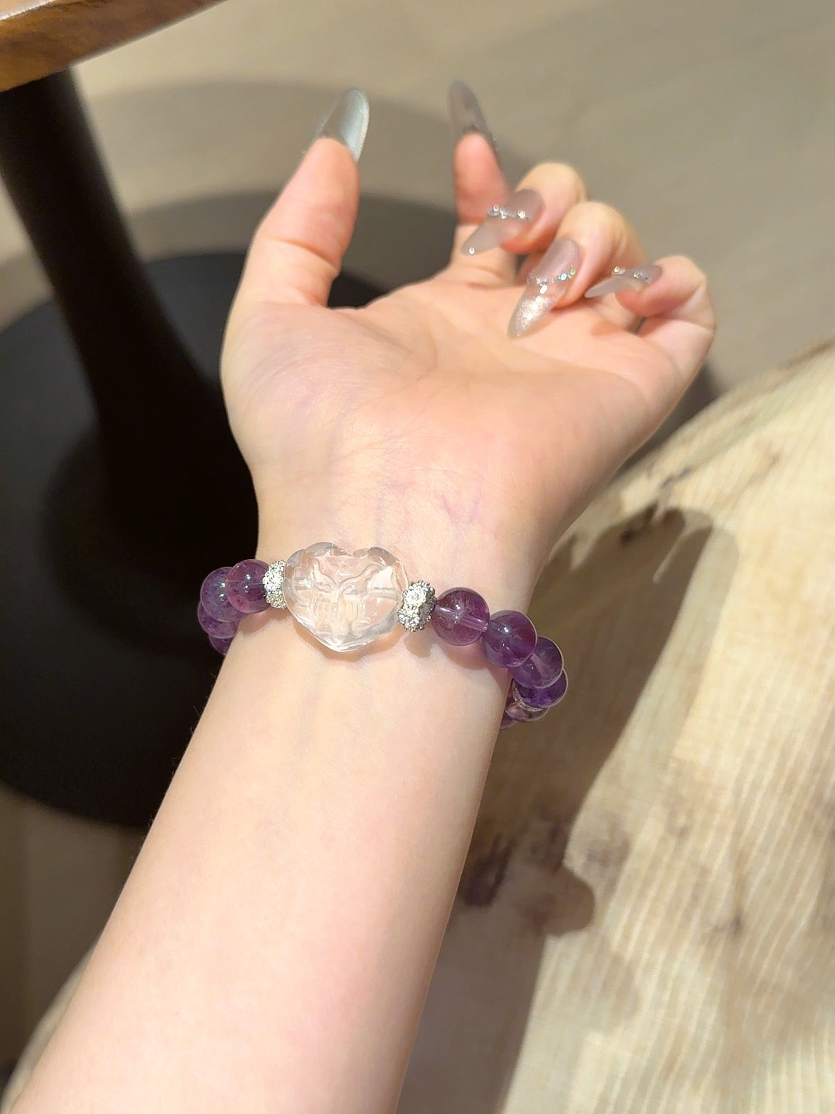 Amethyst & Clear Quartz Fox Bracelet
