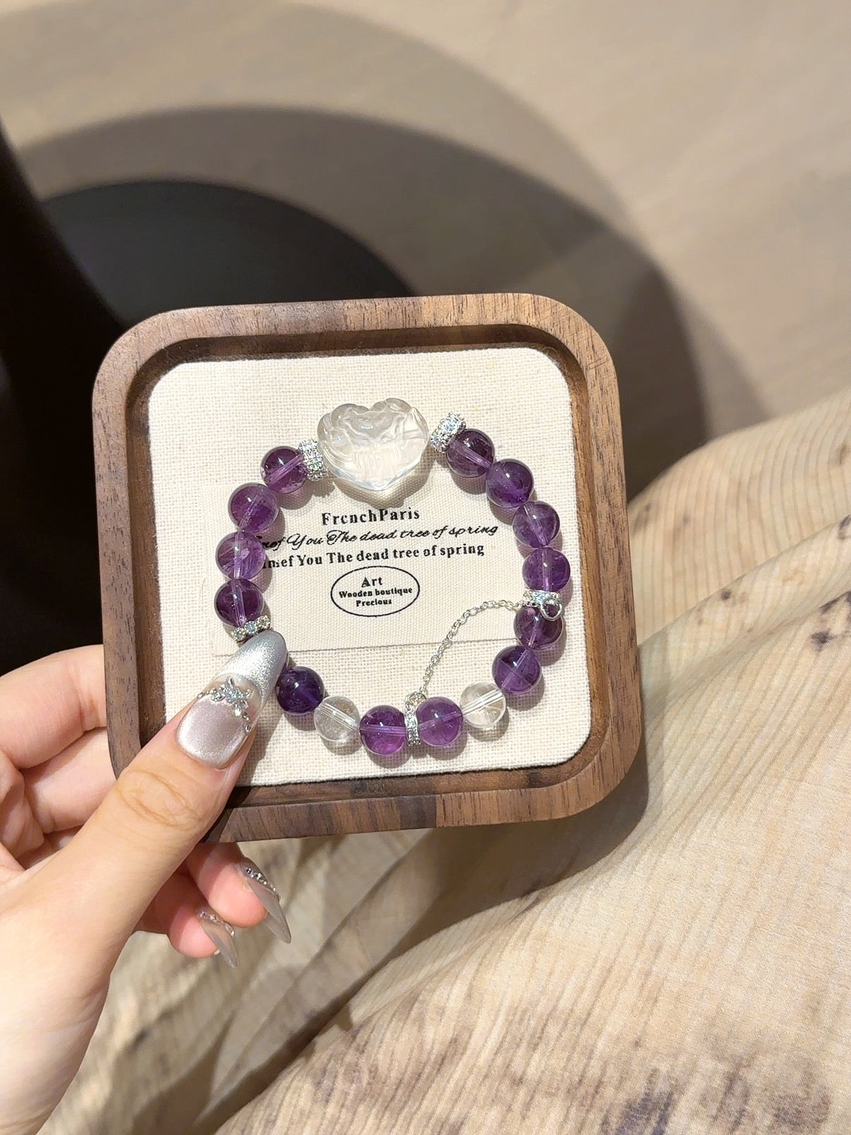 Amethyst & Clear Quartz Fox Bracelet