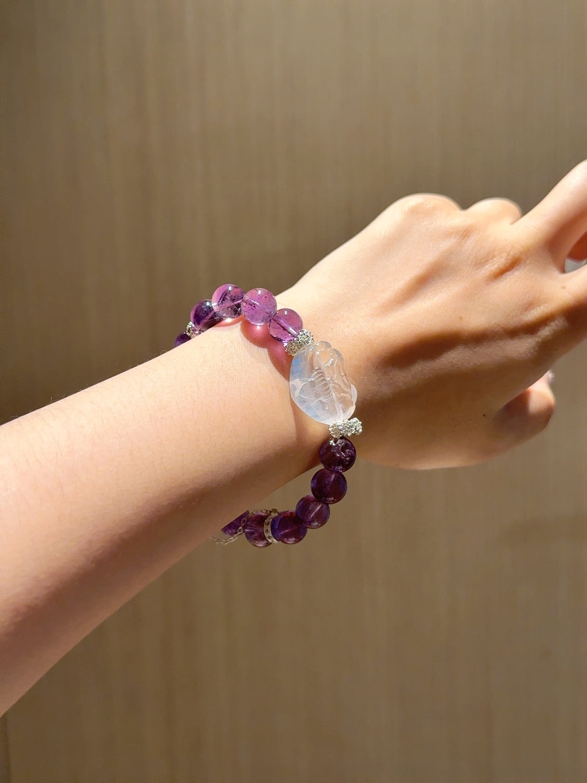 Amethyst & Clear Quartz Fox Bracelet