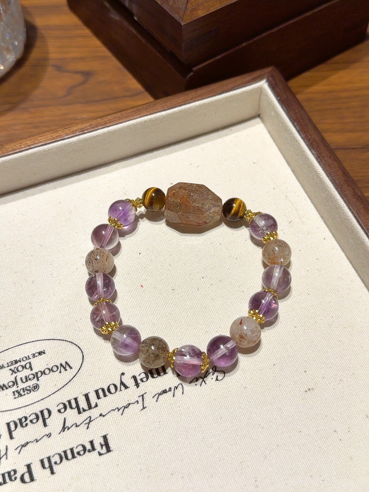 Amethyst & Black Gold Freeform Bracelet