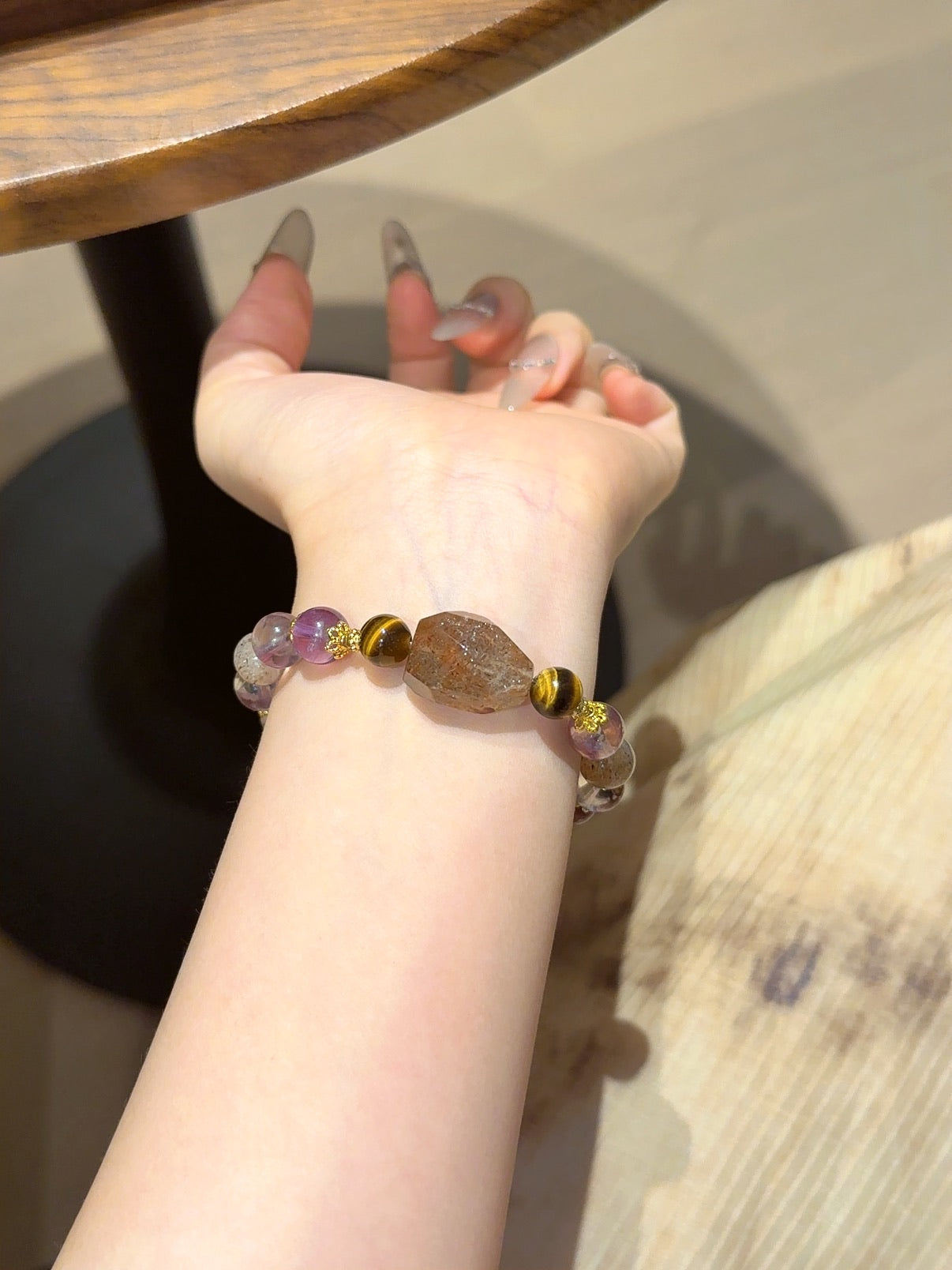 Amethyst & Black Gold Freeform Bracelet
