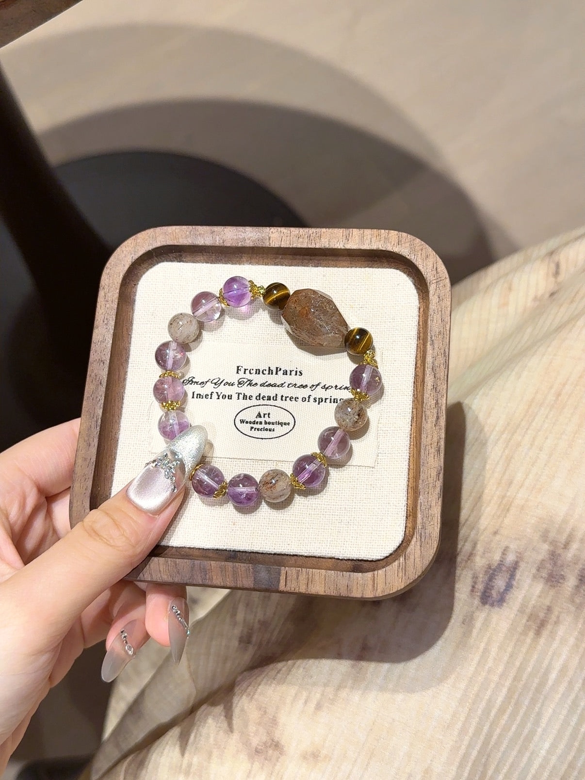 Amethyst & Black Gold Freeform Bracelet