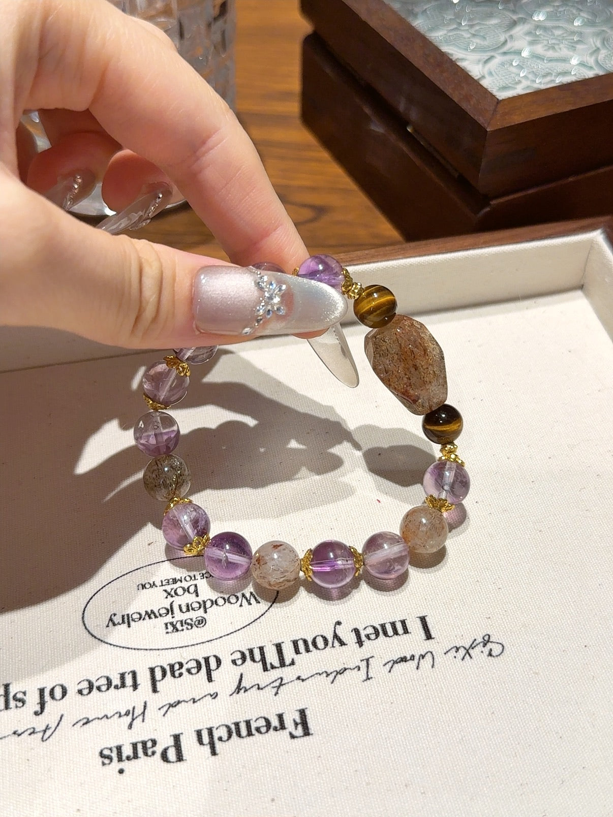 Amethyst & Black Gold Freeform Bracelet