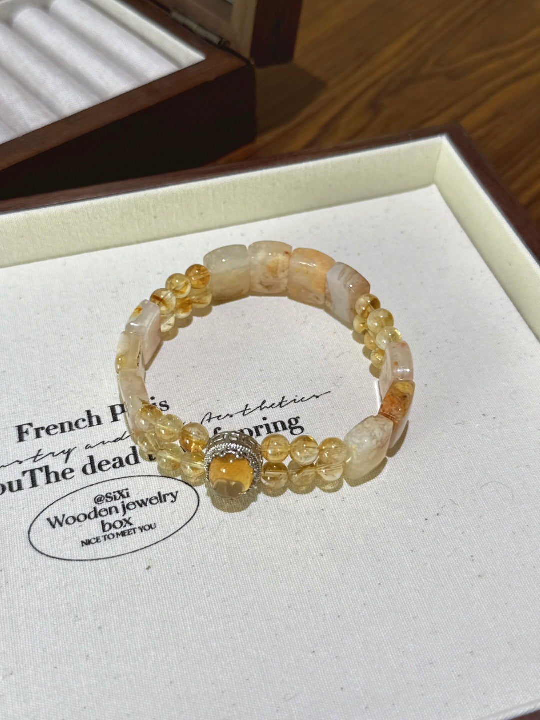 Cherry Blossom Agate Magic Box Bracelet