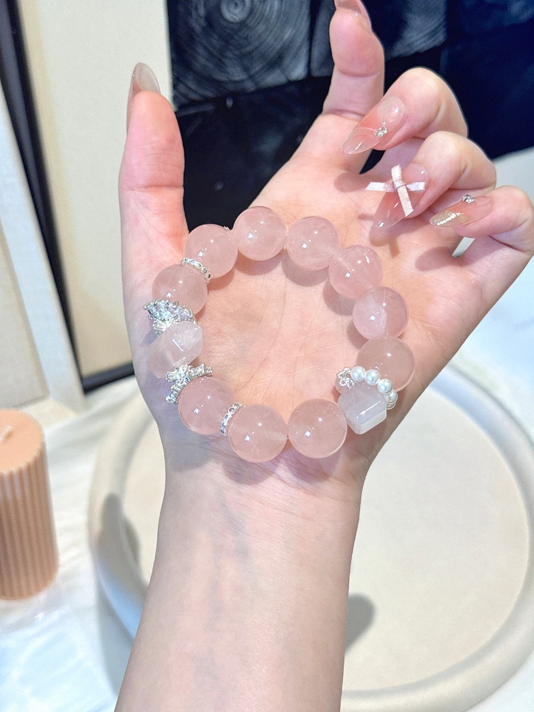 Double-Point Rose Quartz Bracelet