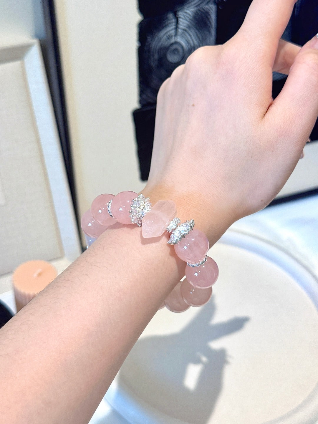 Double-Point Rose Quartz Bracelet