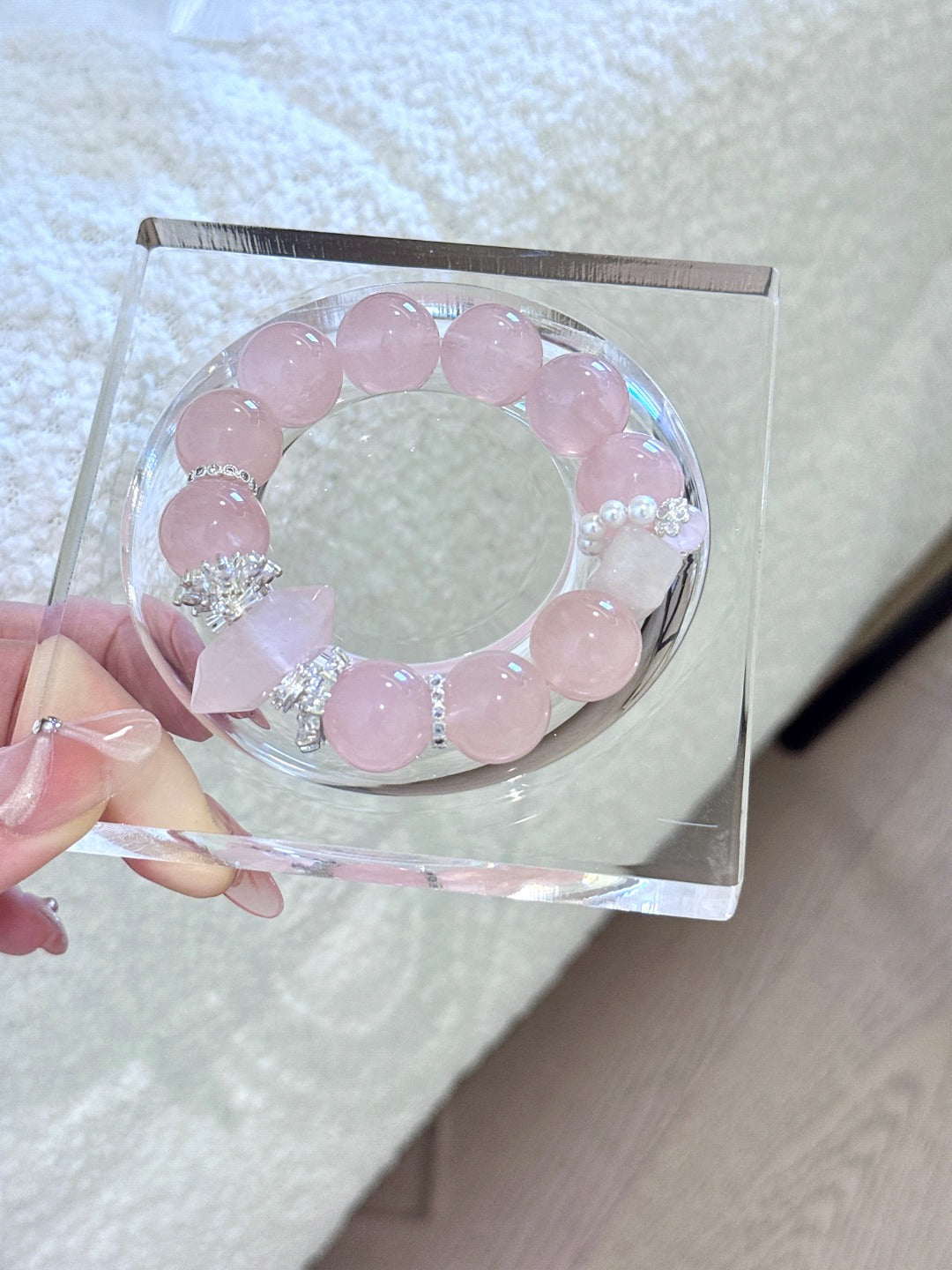 Double-Point Rose Quartz Bracelet