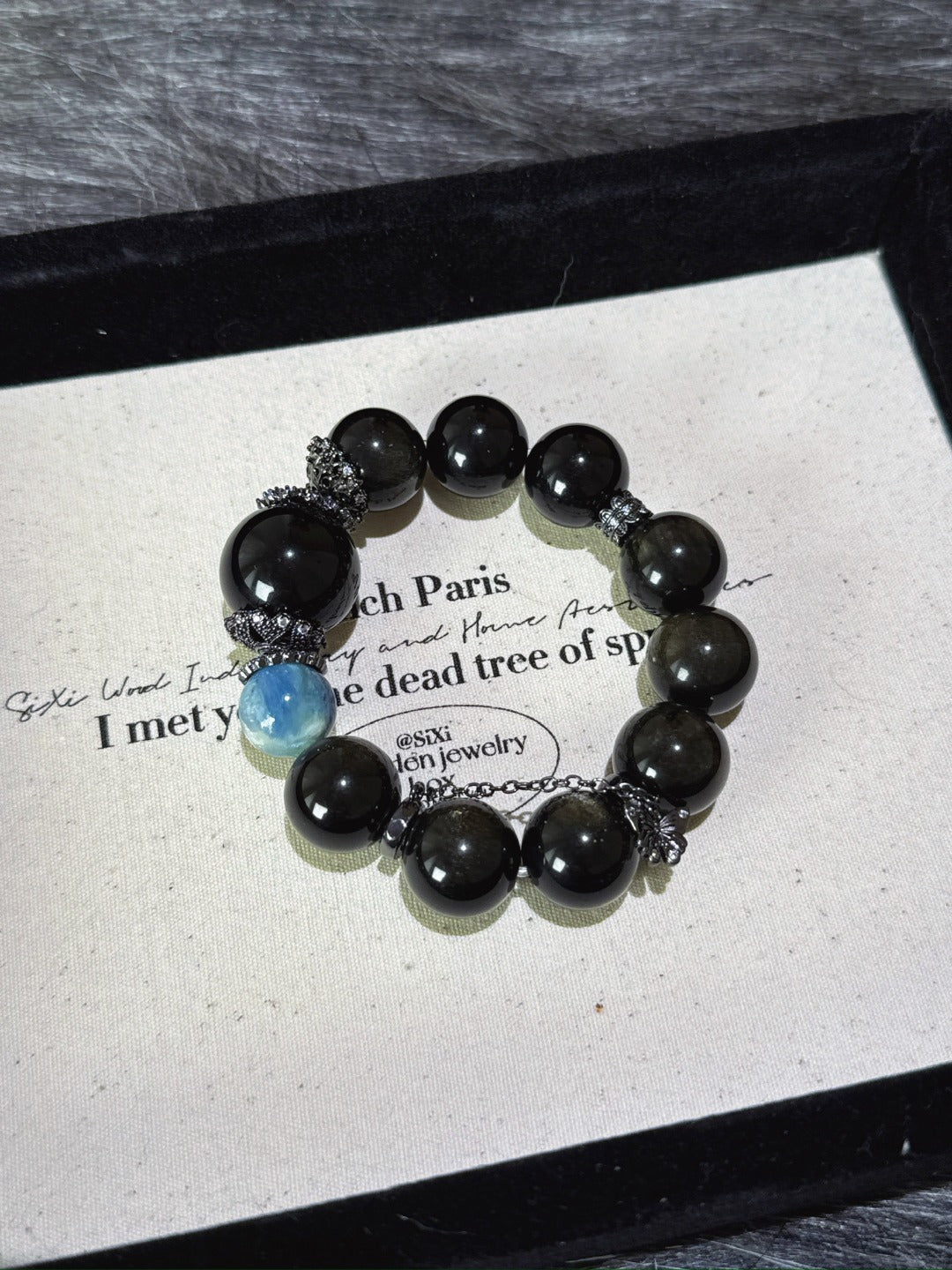 Golden Obsidian, Black Obsidian &amp; Blue Apatite Bracelet