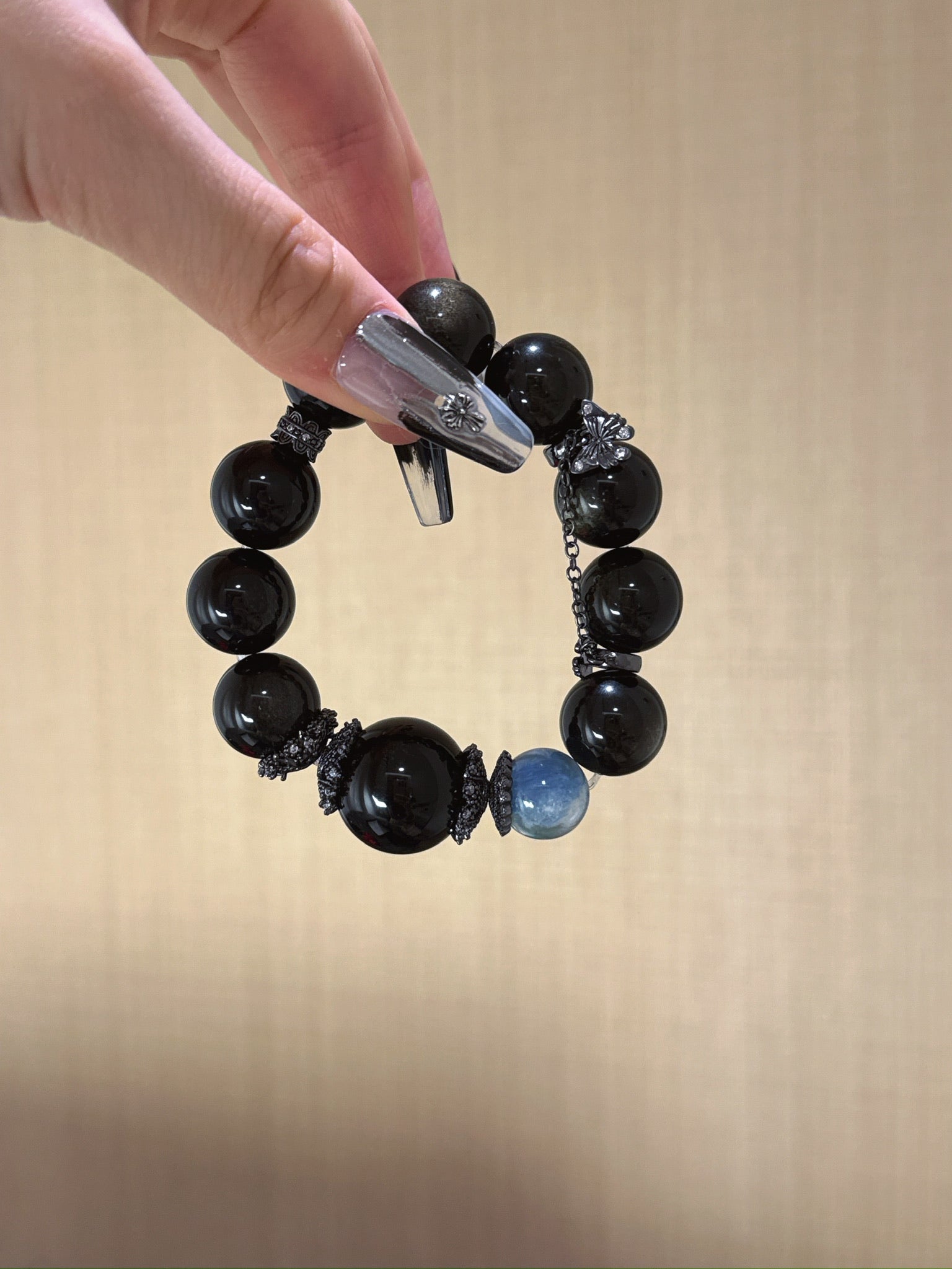 Golden Obsidian, Black Obsidian &amp; Blue Apatite Bracelet